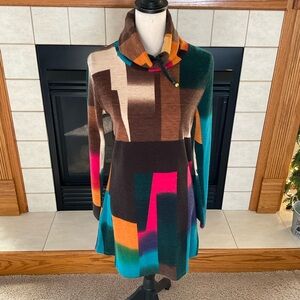 Radzoli Long Sleeve, Cowl Neck Vibrant Color Holiday Dress, Women’s Sz M